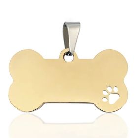 Stainless Steel Bone Shaped Pendant For Cat Collars; Metal Pendant For Pet Necklace; Pet Supplies (Color: Golden, size: L)